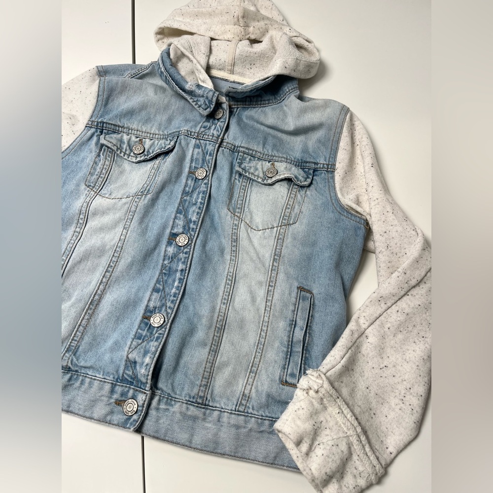 Mudd Denim Button Hooded Jacket Large - image 4